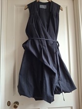 All Saints Misae Dress UK10 Parachute Black Vintage Wrap Bubble Hem