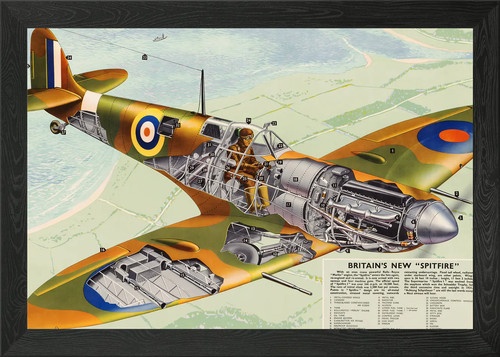 Wwii spitfire framed wall art - framed,