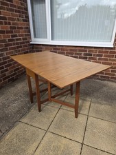 Mid-Century 1960s Retro Vintage Large Drop Leaf Table Compact Kitchen