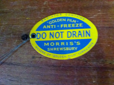 VINTAGE NOS MORRIS'S GOLDEN FILM ANTIFREEZE LABEL,LOTUS CORTINA,105E, MK1 COOPER