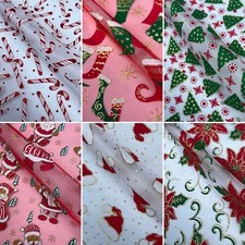 Organza Christmas Foil Fabric Festive Xmas Designs Patterned Festive Material