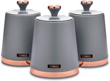 Tower T826131GRY Cavaletto Set of 3 Storage Canisters for Tea/Coffee/Sugar