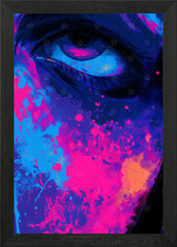 Neon Eye Close-Up Framed Wall