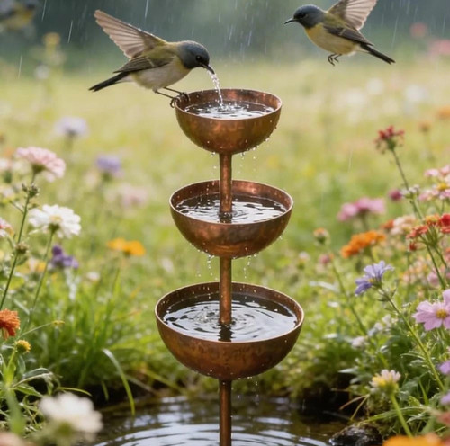 Metal bird bath water - metal,