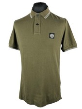 Stone Island Polo Men's Khaki Green Cotton Pullover Short Sleeve T Shirt Top L