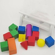 Pack of 14 Pcs Geometric Shapes 3D Solids Wooden Math Games Toys Puzzle