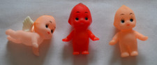 Vtg Lot of 3 x Kewpie Vinyl Dolls - Red, Nude & Crawling Angel Baby Approx 2"
