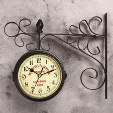Outdoor Garden Kensington Station Wall Clock Double Sided Hanging Bracket Clocks