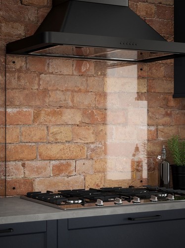 Clear glass kitchen splashback - kitchen,