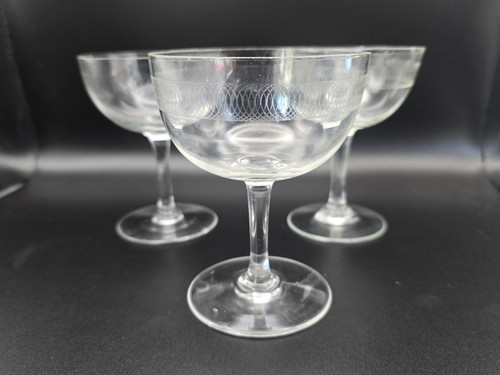 Antique glass champagne coupes - antique,