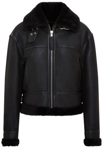 Womens black shearling jacket - womens,