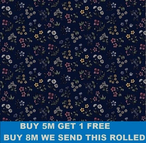 Navy blue pink floral flowers - navy,