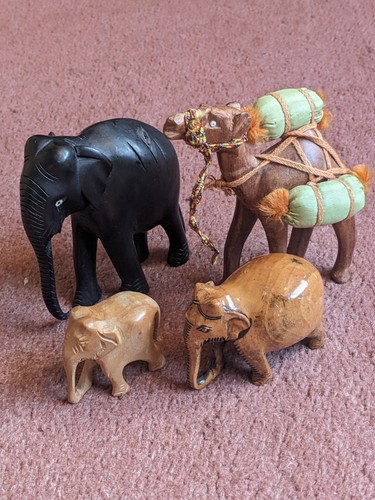 Vintage wooden elephant - vintage, &