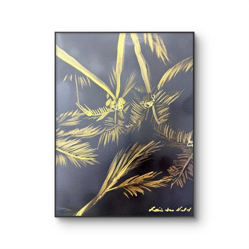 Gold palm trees 12x16 - gold,