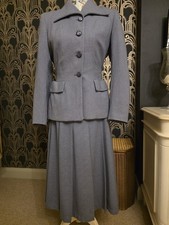 CC41 1940s Steel Blue Grey Ladies Eastex Skirt Suit 26ins Waist