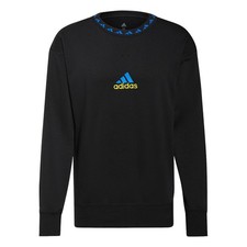 adidas MEN'S MANCHESTER UNITED ICONS SWEATSHIRT JUMPER BLACK BLUE 90S RETRO NEW