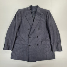 Brioni Mens Suit Jacket Navy Blue 44 R Double Breasted Wool Jacket Tiberio