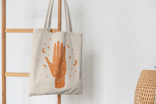 Palmistry Mystic Hand Tote Bag, Palmistry tote bag, mystic shoulder bag, Organic