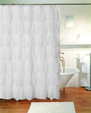 1 Piece Gypsy Ruffle Crushed Sheer Shabby Chic Bathroom Fabric Shower Curtain