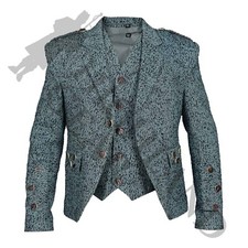 Gray Argyll Jacket & Vest-Waistcoat 100% Wool Kilt Jacket- Ex Hire for Wedding