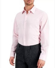 CLUB ROOM Men's Regular Fit Solid Dress Shirt pink L 16-16.5 No Pocket
