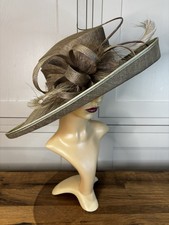 Vixen Vivien Sheriff Khaki Taupe Teardrop Hat Wedding Mother Guest Races Event