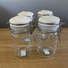 4 x Cartwright & Butler Clean Empty Kilner-type Jars, Ceramic lid, Embossed Jar