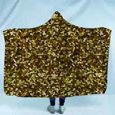 Shiny Golden Sequins 3D Hooded Blanket Wearable Flannel Throw Blanket Cloak