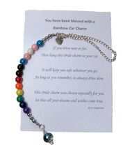 Gay Pride ~ LGBTQ+ ~ Suncatcher Hanging Mobile Rainbow Car Charm + Verse ~ Gift