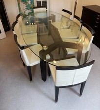 Giorgetti - Oval glass dining table & 8 Giorgetti Aro leather chairs rrp £32,000