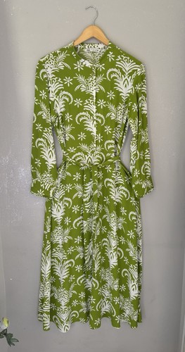 Zara green white belted midi - zara,