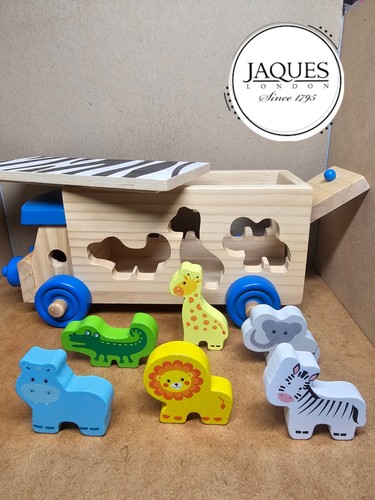 Wooden safari bus and animals - wooden,
