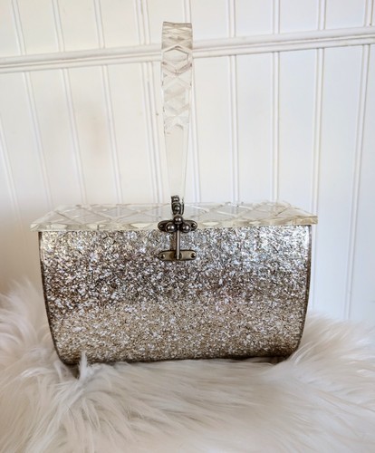 Vintage lucite plastic purse - lucite,