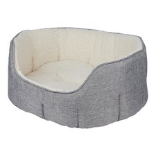 Grey Linen Scallop Oval Dog