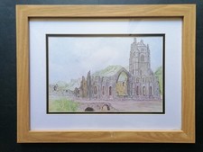 Contemporary Landscape Watercolour Painting, "Fountains Abbey," North Yorkshire