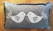 Linea House of Fraser Christmas Kissing Lovebirds Embroidered Cushion Grey White