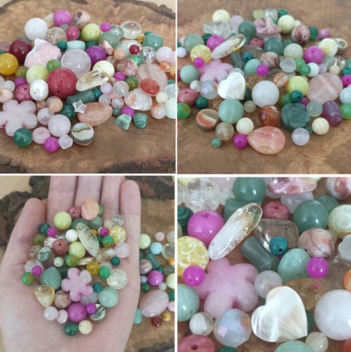 100 natural gemstone beads - beads, mix