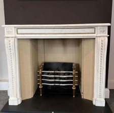 Antique French white marble fire surround