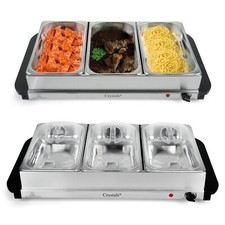200W Buffet Warmer Food Server Hot Plate 3 Tray 1.5L Adjustable Temprature
