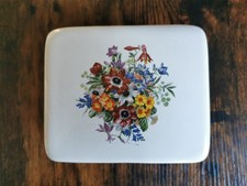 Wedgwood Bone China Trinket Box with a floral bouquet design on the lid. 