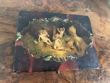Antique 19th CenturyPainted Paper Mache Jewellery  Vanity  Patch Box