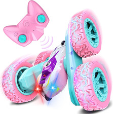 Pink RC Car Toy for Girls 3-8 Years 360° Flip Remote Control Car Birthday Gift