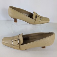 Stuart Weitzman Kitten Heel Shoes Square Toe Cream Leather UK 5