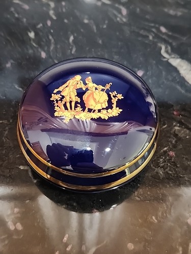 Limoges trinket box - limoges, cobalt