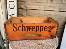Vintage Schweppes 1950's Storage Wooden Advertising crate box