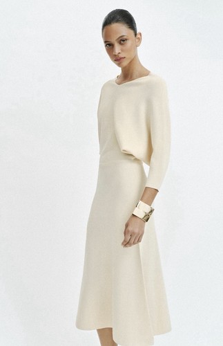 Zara women ecru knit - ecru, long