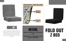 Luxury Fabric Jumbo CORD Kids Fold Out Z Bed Futon Single Guest Bed Mattress Bed