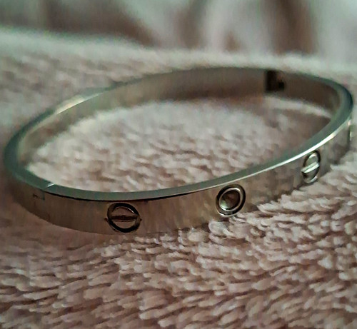 Silver tone metal bangle - metal,