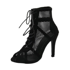 Sexy High Heels Hollow Mesh Sandals Women Summer Cross-Tied Peep Toe Heeled Sand