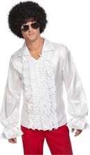 Mens White 1960s Ruffled Shirt